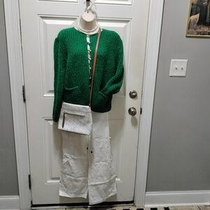 Tanner Green Textured Cardigan Sweater Size L